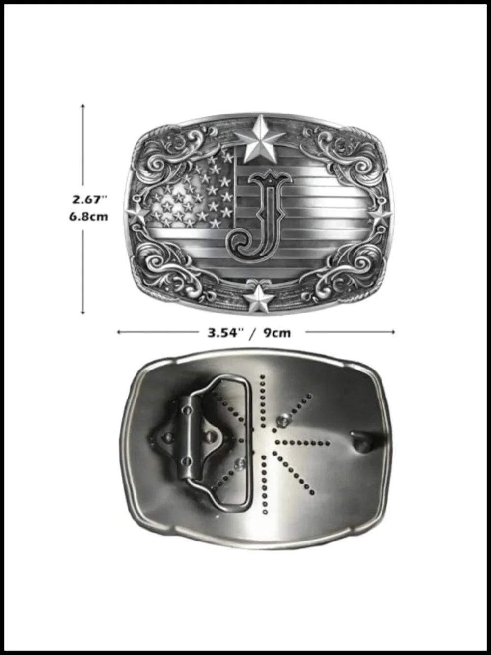 Vintage Western Cowboy Belt Buckle Initial A-Z Men's Accessory